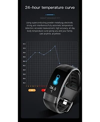 Ruxing Smart Advanced Health Monitoring Smart Bracelet with Ecg and Temperature Tracking -Blue