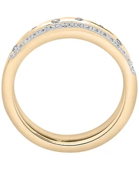 Wrapped Diamond Open Double Ring (1/6 ct. t.w.) in 10K Yellow Gold with White Rhodium