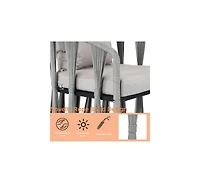 Dyhome 3 Pieces Outdoor Patio Furniture Set Woven Rope Chairs with Table and Soft Cushions