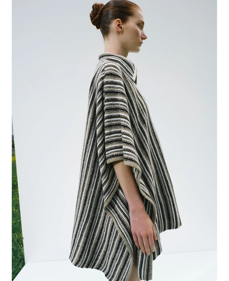 Labeca London Us Women's Juniper Striped Wool Cape - o/s / Black