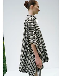 Labeca London Us Women's Juniper Striped Wool Cape - o/s / Black