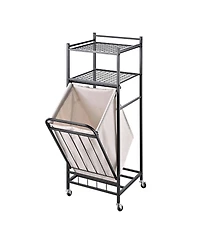 Tilt-Out Laundry Hamper 65 L, Shelf & Removable Liner, Cabinet Style, Black