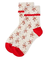 MeMoi Women's Vintage Floral Cotton Blend Ankle Socks