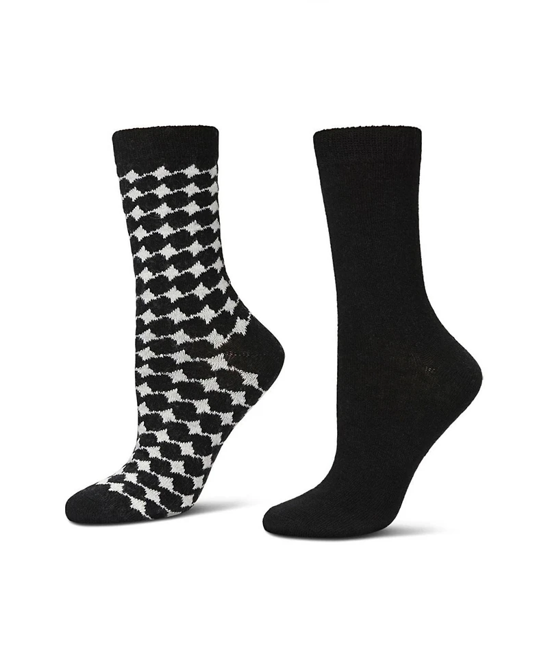 MeMoi Women's 2 Pack Wool Waves Crew Socks
