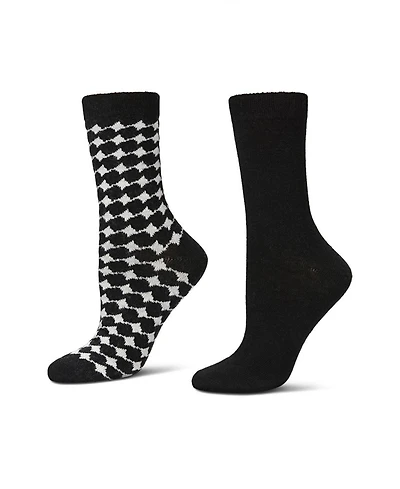MeMoi Women's 2 Pack Wool Waves Crew Socks