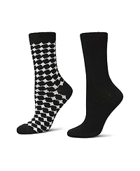 MeMoi Women's 2 Pack Wool Waves Crew Socks