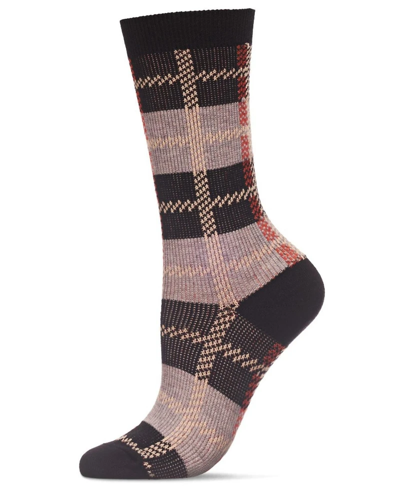 MeMoi Women's Retro Vintage Plaid Crew Socks
