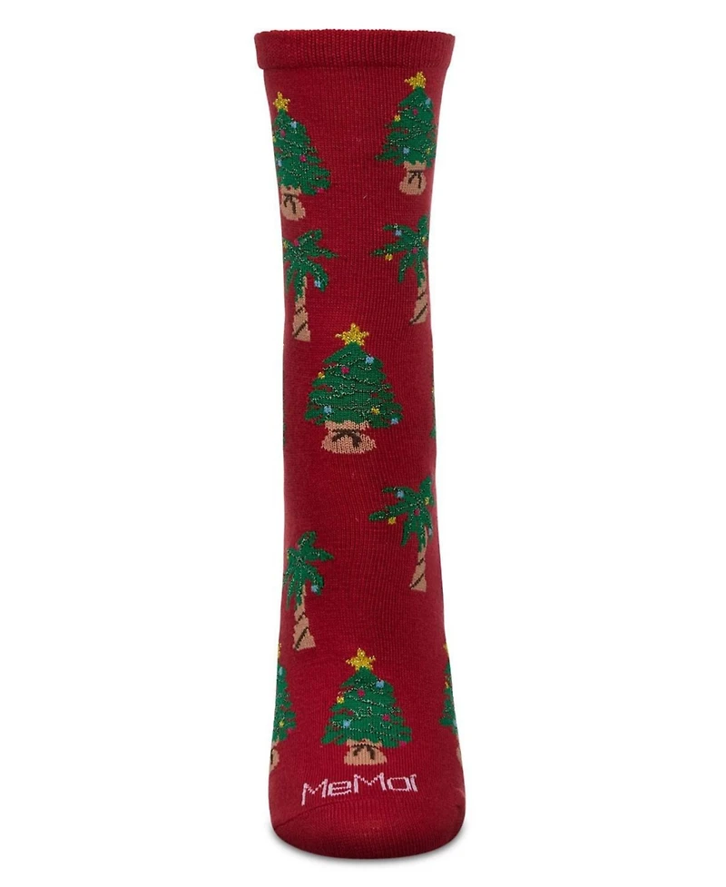 MeMoi Women's Tree Paradise Holiday Crew Socks