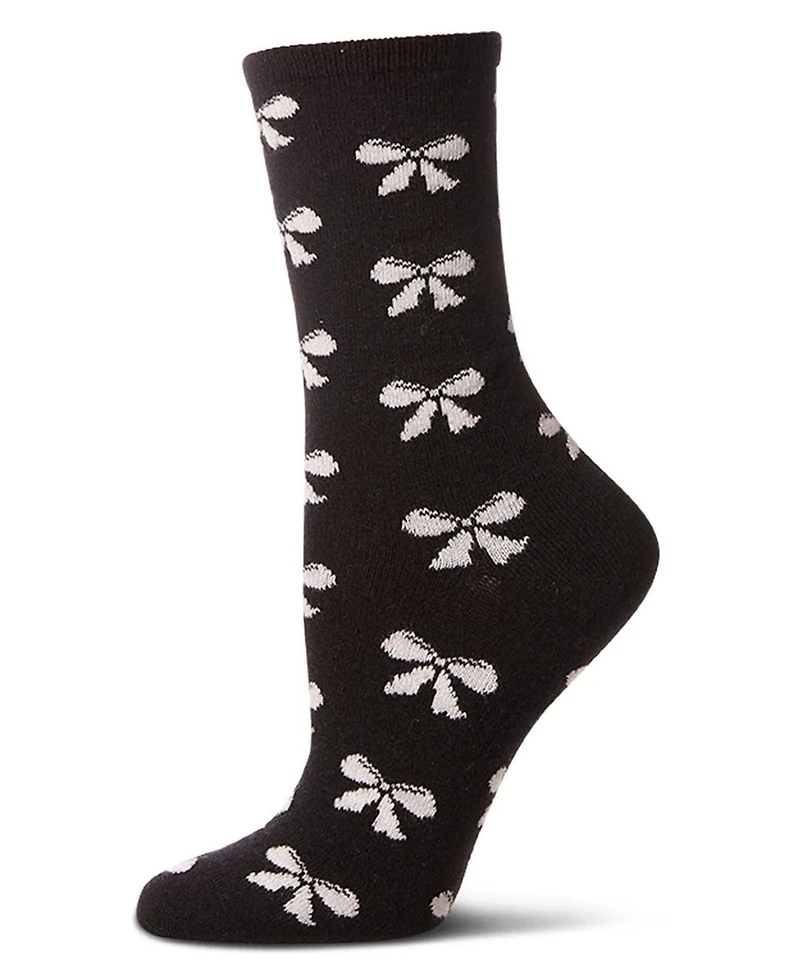 MeMoi Women's "Bows" Cashmere Blend Crew Sock