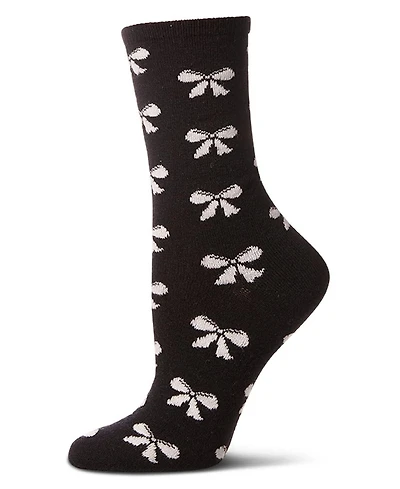 MeMoi Women's "Bows" Cashmere Blend Crew Sock