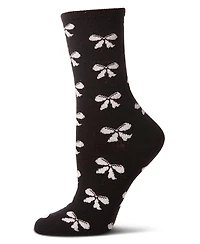 MeMoi Women's "Bows" Cashmere Blend Crew Sock