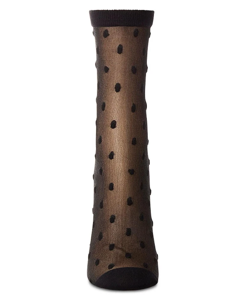 MeMoi Women's Sheer-All-Over Polka Dot Ankle Sock