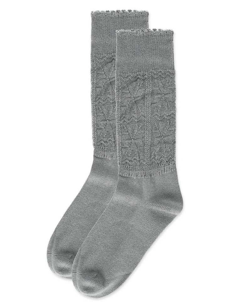 MeMoi Women's Delicate Flake Embroidered Crew Socks