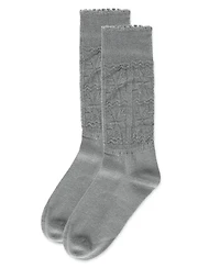 MeMoi Women's Delicate Flake Embroidered Crew Socks