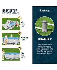 Bestway Steel Pro Max 12 Foot by 30 Inch Above Ground Swimming Pool Set, Gray