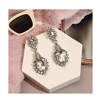 Sohi Women's Silver Embellished Drop Earrings