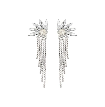 Sohi Women's Silver Bling Drop Earrings