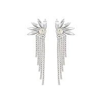 Sohi Women's Silver Bling Drop Earrings