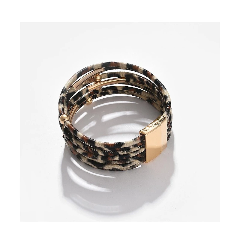 Sohi Women's Leopard Multi-Layer Bracelet