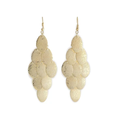 Sohi Women's Gold Dented Drop Earrings
