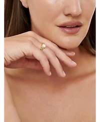 Devata Freshwater Pearl on Rope Ring Gold Plated Sterling Silver, 9