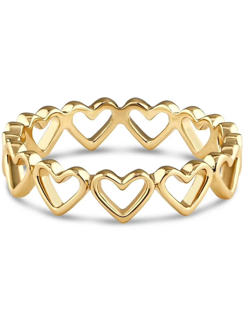 Devata Open Heart Eternity Ring in Gold Plated Sterling Silver