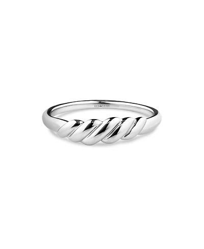 Devata Rope Ring Rhodium Plated Sterling Silver, 8