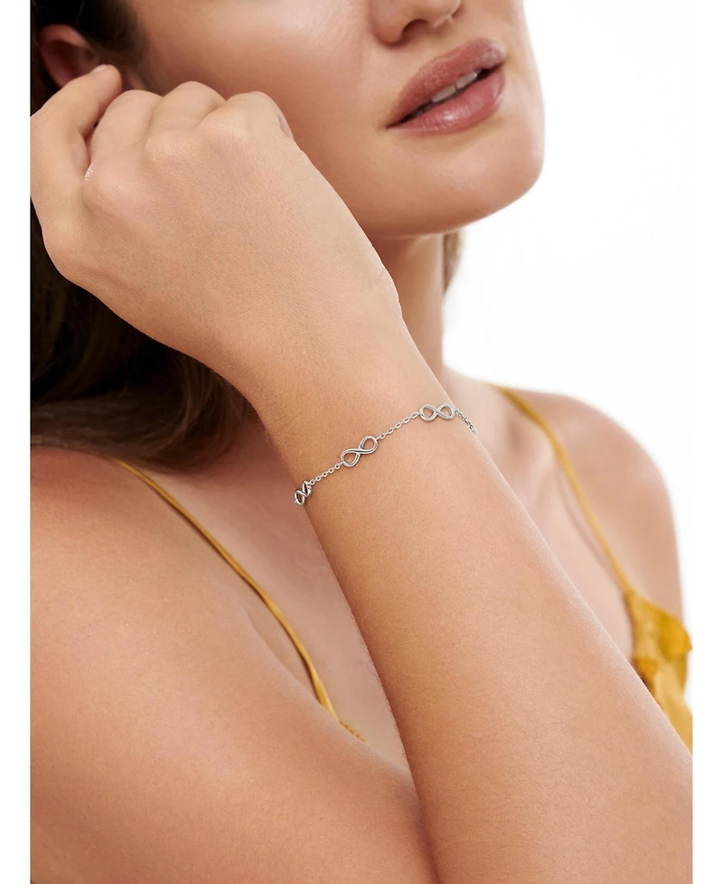 Devata Infinity Chain Bracelet in Rhodium Plated Sterling Silver