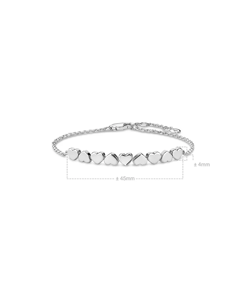 Devata Sweet Heart Chain Bracelet in Rhodium Plated Sterling Silver, Adj 6.5/7.0/7.5 inch