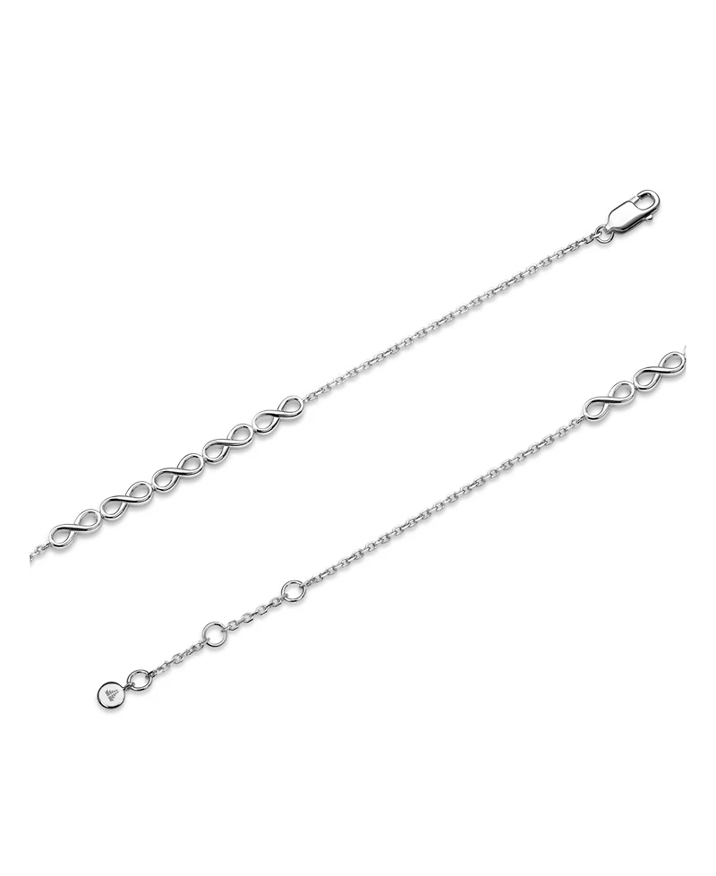 Devata Infinity Chain Bracelet in Rhodium Plated Sterling Silver, Adj 6.5/7.0/7.5 inch