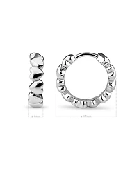 Devata Sweet Heart Hoop Earrings in Rhodium Plated Sterling Silver