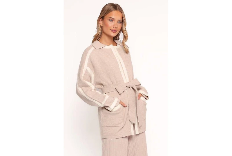 Petal and Pup Women's Maloney Tie Front Coatigan - Beige S/M