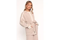 Petal and Pup Women's Maloney Tie Front Coatigan - Beige S/M