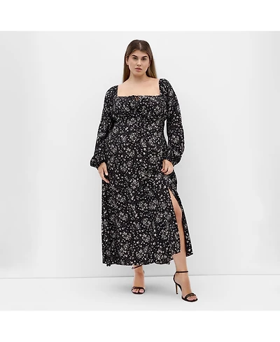City Chic Women's Abbigail Long Sleeve Print Maxi Dress