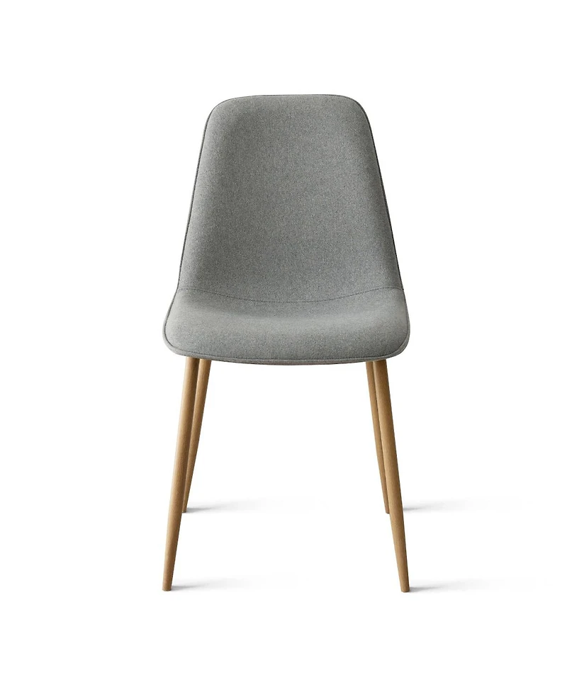 3-Piece 34.5" Dining Set with Sculpted Pedestal Table and 2 Upholstered Chairs with Curved Back and Light Wood Legs-Maison Boucle