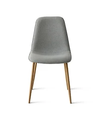 3-Piece 34.5" Dining Set with Sculpted Pedestal Table and 2 Upholstered Chairs with Curved Back and Light Wood Legs-Maison Boucle