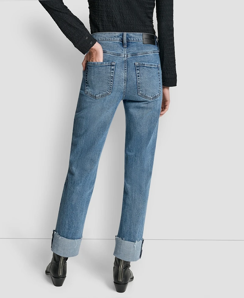 Dkny Jeans Women's High-Rise Classic Cuffed Straight-Leg