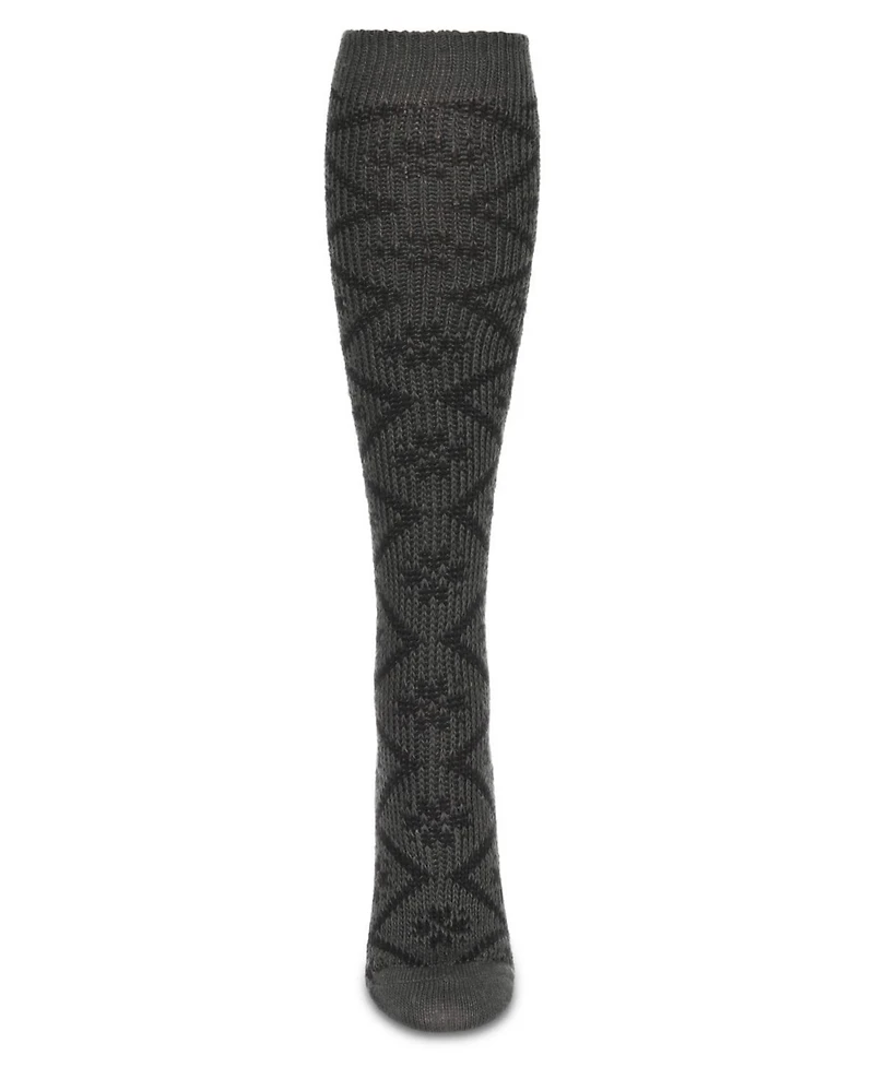 MeMoi Women's Open Crochet Diamond Pattern Chunky Knee High Sock
