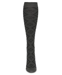 MeMoi Women's Open Crochet Diamond Pattern Chunky Knee High Sock