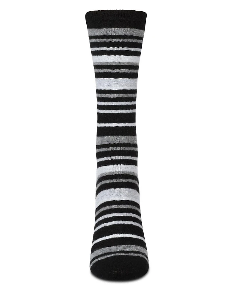 MeMoi Women's Soft Striped Cashmere Crew Socks