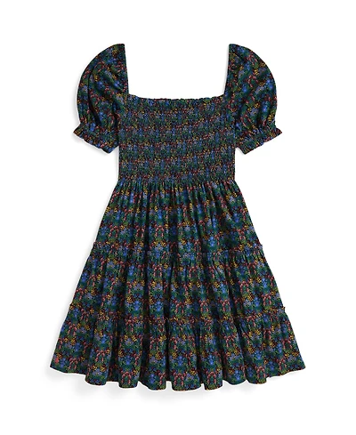 Polo Ralph Lauren Girls 7-16 Floral Smocked Short Sleeves Dress