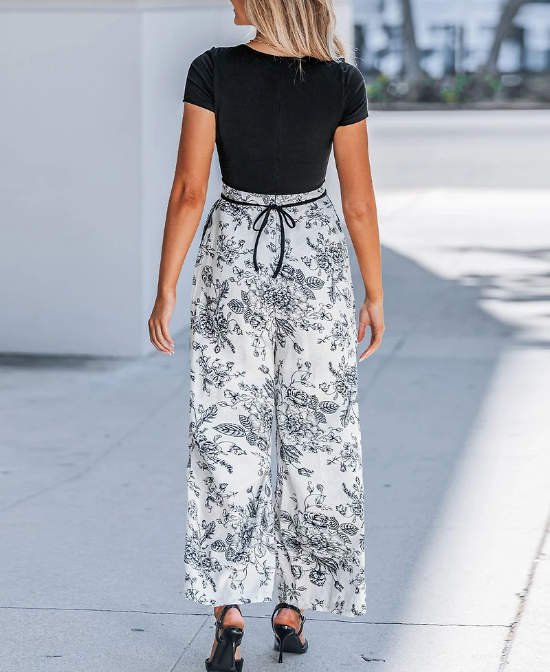 Cupshe Women's Floral Print Wide Leg Jumpsuit