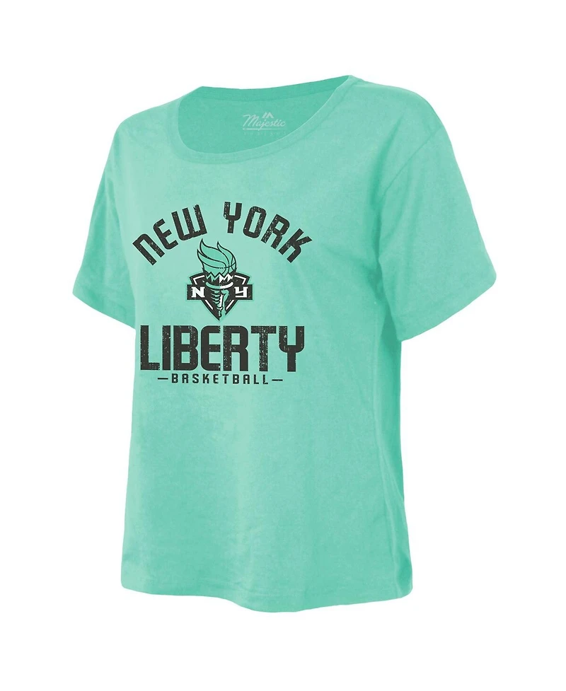 Majestic Women's Mint New York Liberty The Edge Premium Boxy T-Shirt