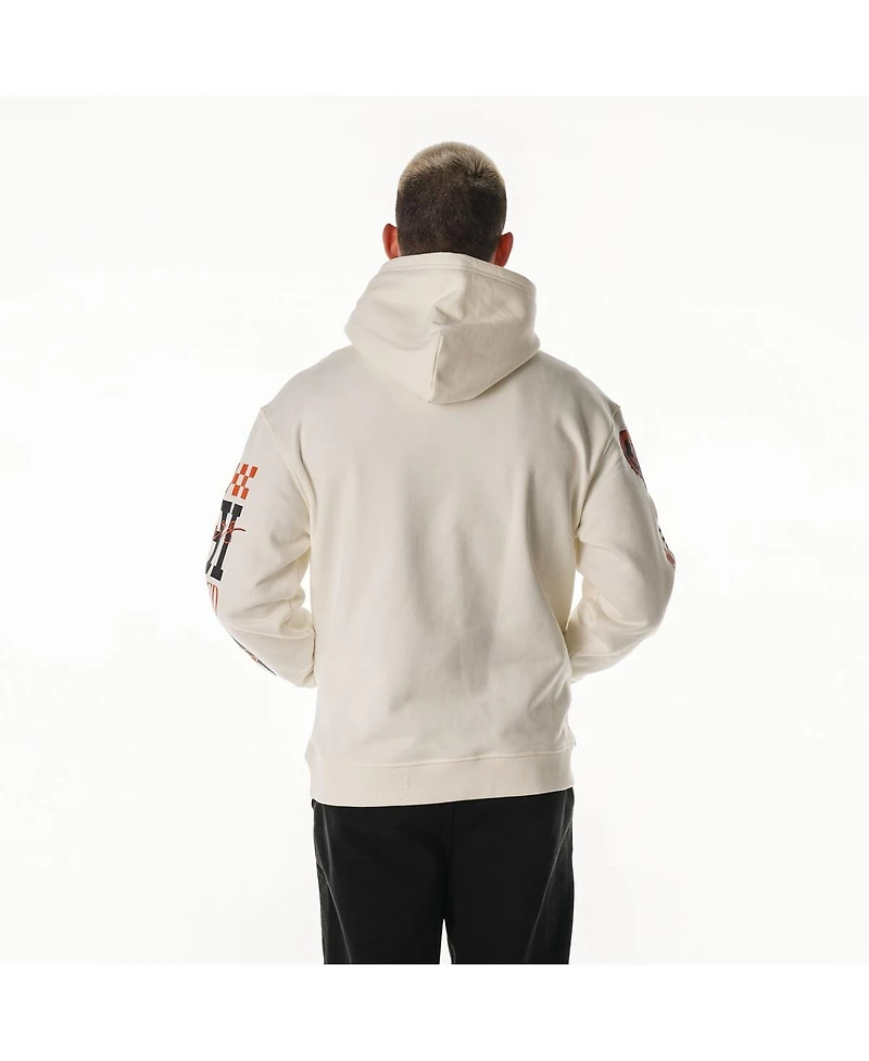 The Wild Collective Men's and Women's Cream Chicago Bears Stacked Graphic Sleeve Fleece Hoodie