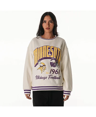 The Wild Collective Women's Cream Minnesota Vikings Oversized Vintage French Terry Sweatshirt