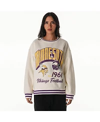 The Wild Collective Women's Cream Minnesota Vikings Oversized Vintage French Terry Sweatshirt