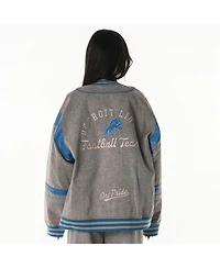 The Wild Collective Men's and Women's Gray Detroit Lions Oversized Retro Full-Zip Jacket