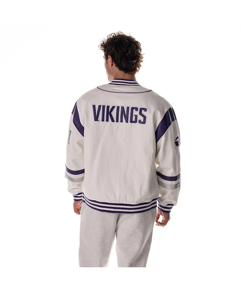 The Wild Collective Men's and Women's White Minnesota Vikings Oversized Retro Full-Zip Jacket