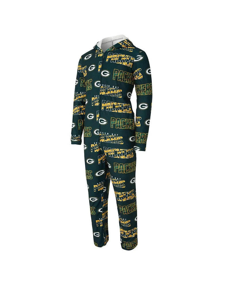 Concepts Sport Men's Green Bay Packers Shuffle All-Over-Print Microfleece Full-Zip Union Suit