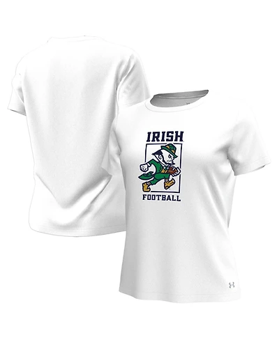 Under Armour Women's White Notre Dame Fighting Irish Leprechaun Tech Stretch T-Shirt